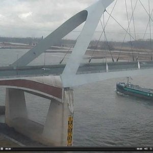 Sea/river vessel on the river Waal near the Dutch City of Nijmegen